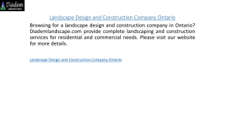 Landscape Design and Construction Company Ontario  Diademlandscape.com