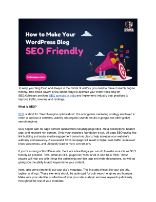 How to Make Your WordPress Blog SEO Friendly