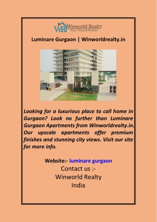 Luminare Gurgaon Winworldrealty