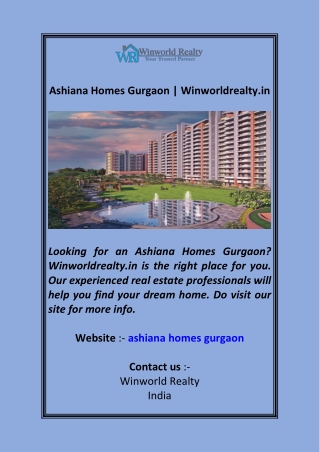 Ashiana Homes Gurgaon Winworldrealty.in