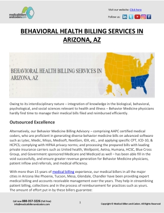 BEHAVIORAL HEALTH BILLING SERVICES IN ARIZONA, AZ