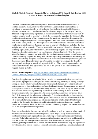 Clinical Chemistry Reagents Market