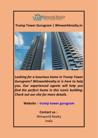 Trump Tower Gurugram Winworldrealty.in