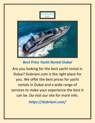 Best Price Yacht Rental Dubai | Dubriani.com