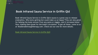 Book Infrared Sauna Service in Griffin Qld  Totalbreakthroughtherapy.com