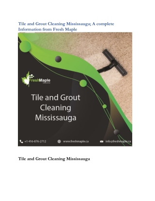 Tile and Grout Cleaning Mississauga; A complete Information from Fresh Maple