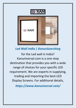 Led Screen Wall India | Kanuniversal.com