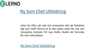 Ny Som Chef Utbildning   Elerno.se