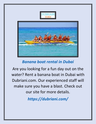 Banana Boat Rental In Dubai | Dubriani.com