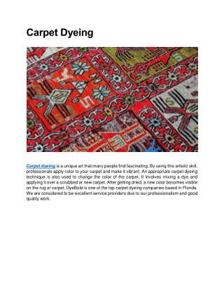 Carpet Dyeing