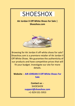 Air Jordan X Off White Shoes for Sale Shoeshox.com