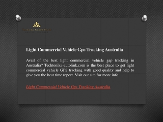 Light Commercial Vehicle Gps Tracking Australia  Techtonika-autolink.com