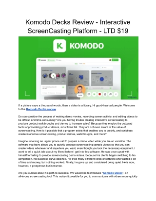 Komodo Decks Review - Screencast Yourself From Any Browser