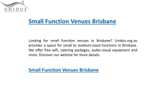 Small Function Venues Brisbane    Unidus.org.au
