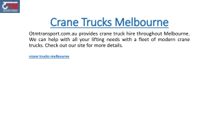 Crane Trucks Melbourne  Otmtransport.com.au