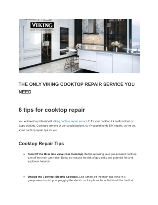 The Only Viking Cooktop Repair Service You Need
