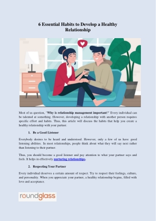 Some Essential Habits to Develop a Healthy Relationship