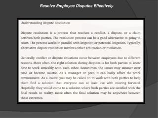 Resolve Employee Disputes Effectively