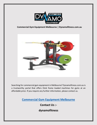 Commercial Gym Equipment Melbourne | Dynamofitness.com.au