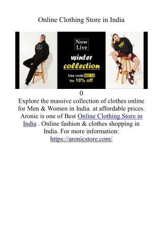 Online clothing store in lndia