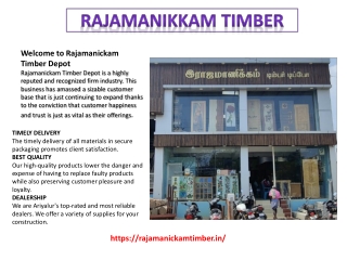Timber, Plywood Tiles, Kadappa slab, Pvc pipes, clay tiles, and Sanitaryware In