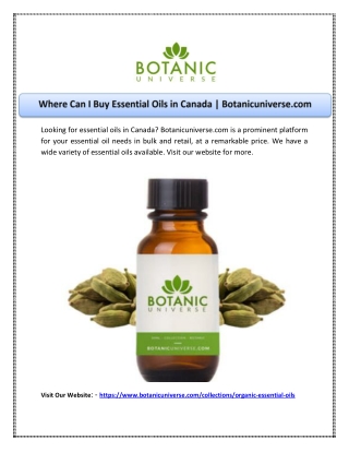 Where Can I Buy Essential Oils in Canada | Botanicuniverse.com