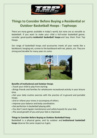 Get the best institutional basketball hoop – Tophoops