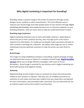 Why digital marketing is important for branding?