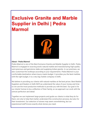 Exclusive Granite and Marble Supplier in Delhi