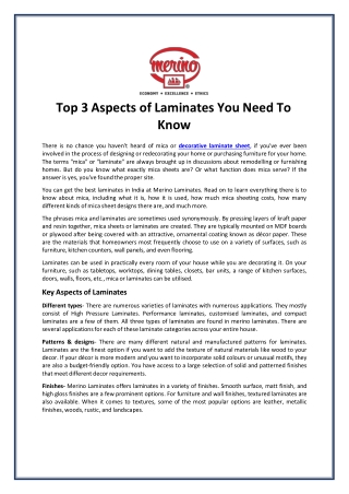 Top 3 Aspects of Laminates You Need To Know