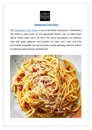 Up to 10% offer order now - Ellenbrook Fresh Pasta menu