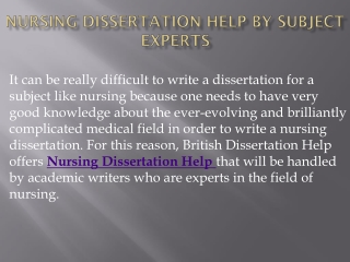 Nursing Dissertation Help By Subject Experts