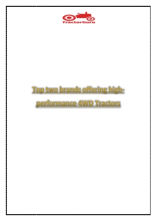 Top two brands offering high-performance 4WD Tractors
