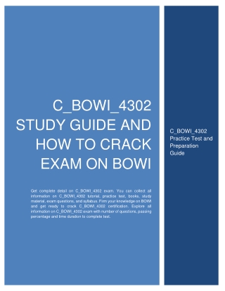 C_BOWI_4302 Study Guide and How to Crack Exam on SAP BOWI