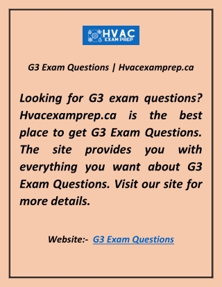 G3 Exam Questions | Hvacexamprep.ca