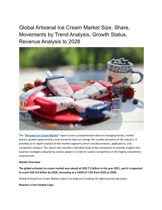 Global Artisanal Ice Cream Market Size, Share, Movements by Trend Analysis