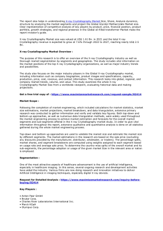 X-ray Crystallography Market Global Overview and Forecast (2022-2027)