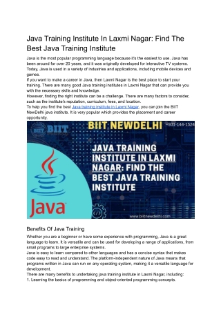 Java Training Institute In Laxmi Nagar_ Find The Best Java Training Institute