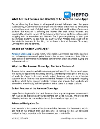 What Are the Features and Benefits of An Amazon Clone App