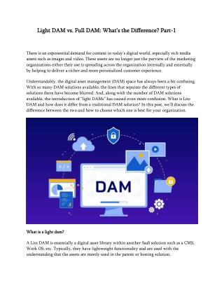 Light DAM vs. Full DAM  What’s the Difference Part-1