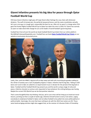 Gianni Infantino presents his big idea for peace through Qatar Football World Cup