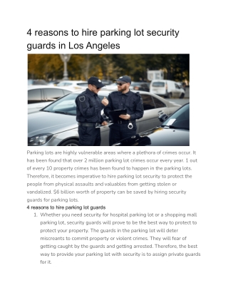 4 reasons to hire parking lot security guards in Los Angeles