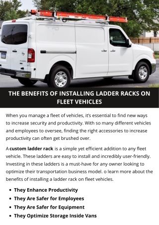 THE BENEFITS OF INSTALLING LADDER RACKS ON FLEET VEHICLES