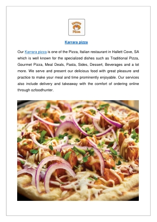 5% OFF - Karrara Pizza Restaurant Menu - Hallett Cove, SA