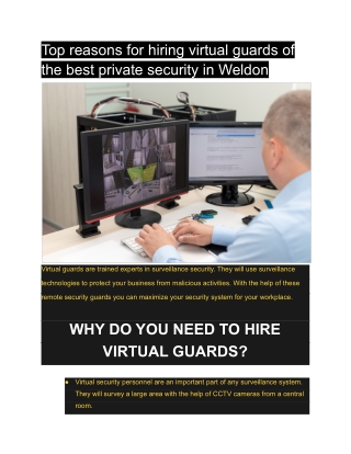 Top reasons for hiring virtual guards of the best private security in Weldon