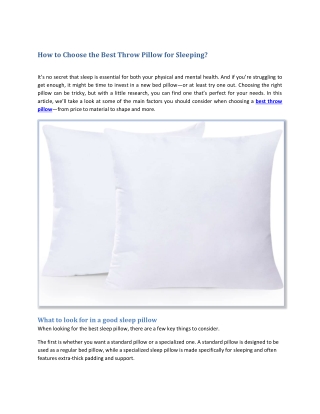 How to Choose the Best Throw Pillow for Sleeping