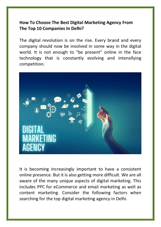 How To Choose The Best Digital Marketing Agency From The Top 10 Companies In Delhi