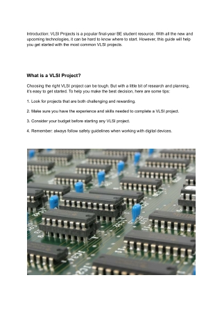 VLSI Projects for a final year BE student_ Tips and tricks to get started