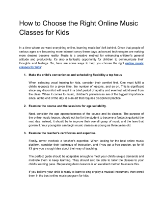 How to Choose the Right Online Music Classes for Kids