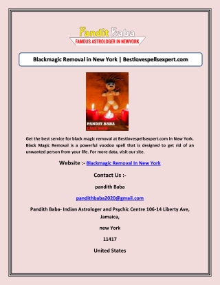 Blackmagic Removal in New York | Bestlovespellsexpert.com
